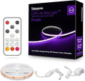 Tatazone 16.4ft Purple COB Led Strip Lights with Remote, Dimmable Bright Dotless Adhesive Indoor Led COB Light Strip for Cabinet, Painting, Room, Bed