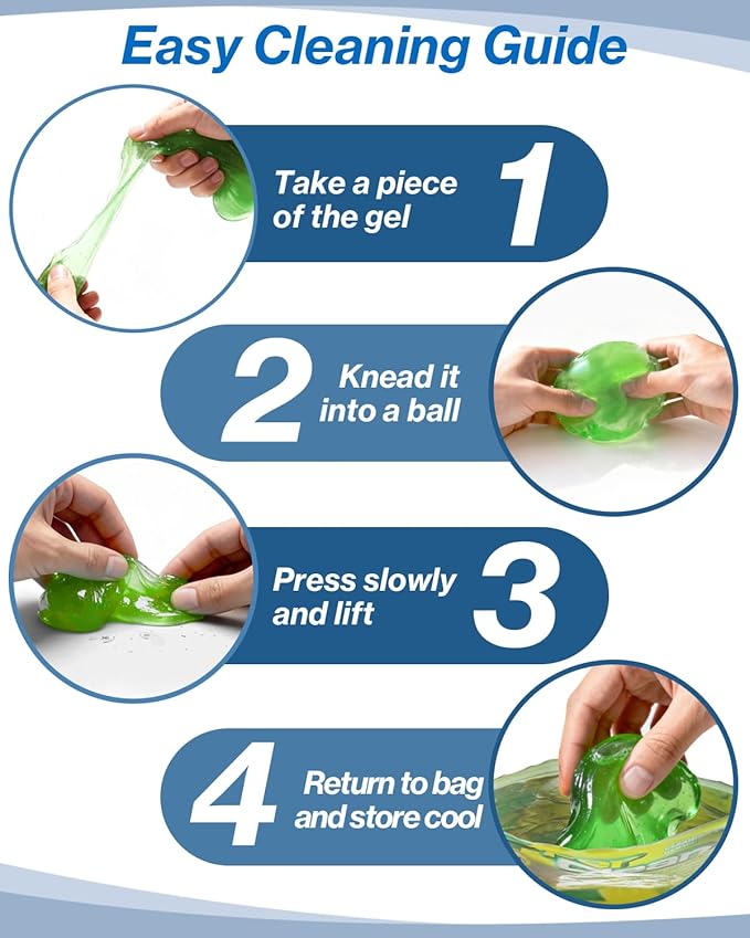 4-Pack Car Cleaning Gels, ALLGUO Reusable Car Cleaning Gel, Car Slime Cleaner&Dust Cleaning Gel for Car Interior, Keyboard Cleaner Gel, Car Gel Cleaner Putty Auto Detailing Tools Car Cleaning Supplies