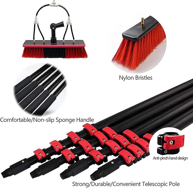 Telescopic Rod Window Cleaning, Truck Wash Brush with Long Handle, 12Ft-36Ft Water Fed Telescopic Brush, Equipment Extension Pole for Glass Wall Photovoltaic Panel Cleaning,12FT/3.6M ( 24FT/7.2M)