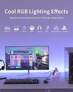USB 3.0 Hub 7 Port, Vertical USB Splitter with RGB Lighting, 5Gbps High-Speed Data Transfer, 2FT Extension Cable, Tower USB Hub for PC, Laptop, MacBook, PS5, Xbox, Flash Drive, Printer (Light Purple)