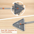 UIMO Wall Cleaner Mop with 94" Long Handle, 2-in-1 Triangle & Rectangle Head with Squeegee, 10 Washable Pads, Baseboard Cleaner Tool for Walls Scrubber, Ceilings, Windows, Glass, Fans, Doors, Corners