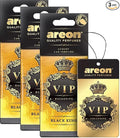 AREON VIP - Hanging Cardboard Air Freshener for Car, Home & Office - Premium Cologne Perfume with Natural Fragrances - Long Lasting, Fresh, Luxurious Scent - Stylish Design - Black King, Pack of 3
