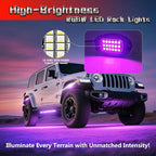 6 Pods Alloy RGBW Rock Lights，LED Upgraded RGB Underglow Lights for ATV UTV Golf Cart Truck RZR SXS Offroad Jeeps, Waterproof Metal Multicolor Neon Underglow Kit with APP/RF Remote Music Mode,12V
