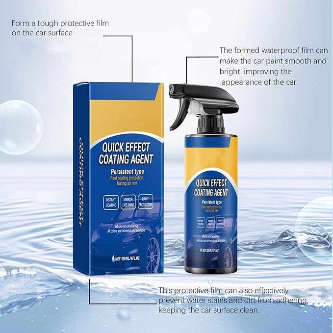 Kiwient Car Coating Spray, 3-in-1 Ceramic Protection Spray, Quick-Acting Waterless Wash, Multi Functional Coating Renewal Agent, High Gloss Sealant, Scratch Repair Wax for Paint, Glass Wheels (1Pcs)