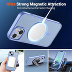 SUPFINE Magnetic for iPhone 14 Case & iPhone 13 Case (Compatible with MagSafe)(Military Grade Drop Protection) Slim Translucent Matte Shockproof Phone Cover,Blue Purple