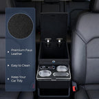 Vehicle Center Console Organizer with 7-Color Ambient Light - Lockable Floor Storage & Dual Cup Holders, Fits Minivans, SUVs & Vans 10.24 inch Wide
