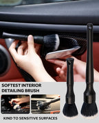 PRO Car Interior Cleaning Kit (9-Piece) - Deep Clean Tools for Leather, Dashboard & Upholstery | Boar Bristle Brush, Dual-Sided Scrub Sponge, Microfiber Towels, Polish Scrub Mitt, Detailing Brushes