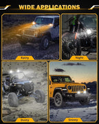 Auxbeam 5 Inch Flush Mount Led Light Pods, Amber Flush Mount Bumper Fog Lights 6 Modes Strobe Cube Pod Light Bar Yellow Spot Flood Offroad Driving Ditch Lights for Truck Jeep Car ATV