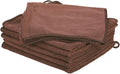 HARFINGTON 6 Pack Microfiber Cleaning Cloth, 14" x 14" Multi-Functional Cleaning Towels Reusable Absorbent Rags with Hook for Car Wash Kitchen Household Window Clean, Brown