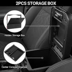YOJOJOCO 2PCS Center Console Organizer Compatible with Toyota 2016-2020 2021 2022 2023 Tacoma Accessories ABS Material Armrest Hidden Storage Box