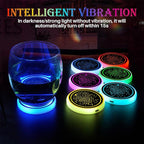2Pcs LED Car Cup Holder Lights, 7 Colors Light Up Cup Coasters, USB Rechargeable Interior Lighting Accessories for Car Truck Vehicle Decoration﻿