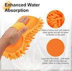 HARFINGTON 2pcs Car Wash Sponge 8.7" x 4.3" Chenille Microfiber Mitt Scratch-Free Absorbent Scour Scrubber Cleaning Sponge for Washing Detailing on Cars, Trucks, SUV, Boats, RVs, Orange