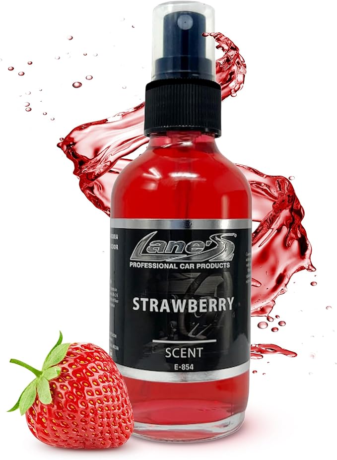 Lane's Premium Car Air Fresheners - Strawberry Scent Water Based - 4oz Eliminate Bad Odors of Pet & Food From Car Interior Leather, Carpet, Upholstery Great For Cars, Trucks, SUVs, RVs & More