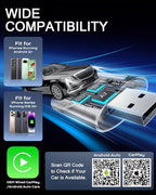 AuroraLink JC015 Wireless CarPlay & Android Auto Adapter - 2-in-1 Plug and Play Mini Dongle, Stable & No Delay Wireless USB Adapter for iPhone/Android Cars, with Dual-Band WiFi & Bluetooth 5.2