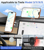 Magnetic Laptop Phone Holder, Foldable Hidden Mount Compatible with iPhone 17/16/15/14/13 & All Phone, 360° Rotating Monitor Side Phone Stand for Laptop, Tesla Model 3/Y, Desktop, Gray