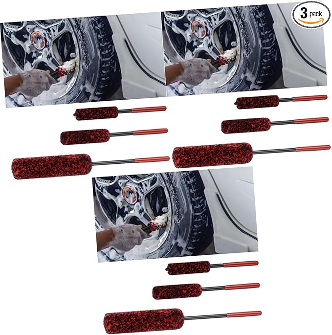 PRETYZOOM 9pcs Tire Cleaner Brush Set Bendable Soft Bristle Wheel Detailing Brushes for Car Wash and Cleaning for Vehicle Models and Rim Cleaning Tools