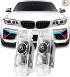 Never Fade HD Door Light Logo Projector Compatible with 1/2/3/4/5/6/7/M/X/Z/GT Series Accessories, 2Pcs 3D LED Ghost Shadow Laser Car Courtesy Step Light Puddle Lamps (ClassicBlueWhiteLogo)