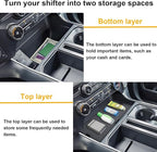 PIMCAR Center Console Cover for 2021-2026 Ford F150 &2022-2025 F150 Lightning XLT Pro Hidden Panel Secret Pocket Lid with USB Hole Interior Accessories (Fits into The Open Pocket in Front of Shifter)