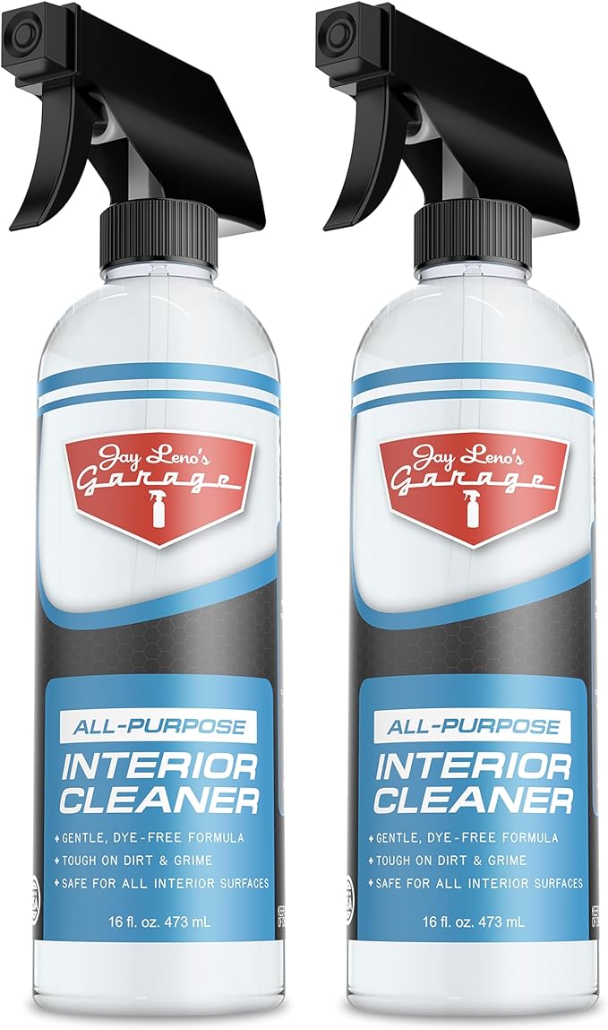Jay Leno's Garage All Purpose Interior Cleaner Spray for Cars Trucks SUVs and Motorcycles Cleans Leather Vinyl Plastic Wood Grain and Screens Protects with UV Inhibitors 16 oz (16 oz (Pack of 2))