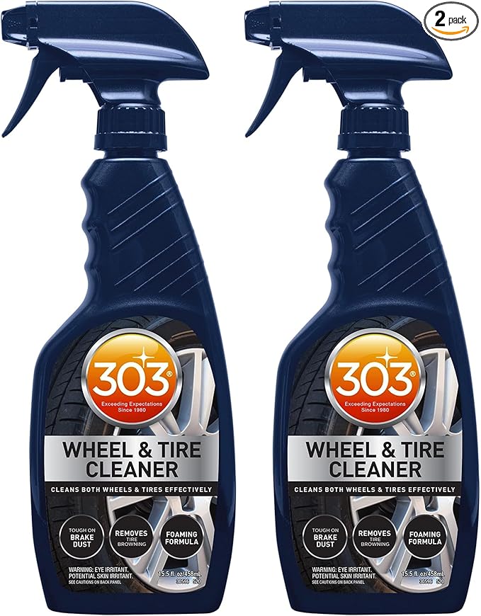 303 Products Wheel and Tire Cleaner - Cleans Both Wheels and Tires Effectively - Tough on Brake Dust - Removes Tire Browning - Foaming Formula, 15.5 fl. oz. (30596CSR) Packaging May Vary (Pack of 2)