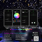 36W 4-Color RGBW Car Starlight Headliner Kit, 1400pcs0.03in13.1ft, Twinkle & Sound Activate 4-Port Fiber Optic Light Engine with Bluetooth APP&Remote Control, Star Lights for Car and Home
