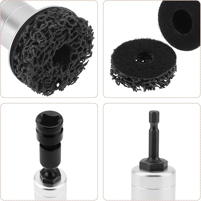 Wheel Hub Resurfacing Kit, Brake Hub Cleaning Tool with 10 Pads, Wheel Stud and Hub Cleaner Fits Power Drill or 1/2" Impact Driven Wrenches, Quick Rust Removal for Lug Studs and Rotors (Alloy Silver)