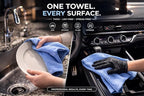 Premium Microfiber Towel for Cars 12 Pack, 400GSM, Quick-Dry, Scratch-Free, High and Low Pile Surface, Gray, Yellow, Blue,16 x 16 Inches, for Car Detailing and Household Use
