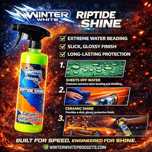Winter White Riptide Shine Ceramic Detail Spray, Incredible Shine and Protection for Vehicle Paint, Extreme Water Beading, Safe for Cars, Trucks, Motorcycles, RV's and More, 16 oz. (Pack of 2)