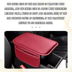 Car Center Console Cover, Leather Comfort Armrest Cover with 2 Storage Bag, Interior Car Accessories Universal Car Arm Rest Cover Pad for Car Decoration and Storage, Fit for Most Vehicle (Red)