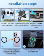 PZK Car Phone Mount for Toyota Camry 2007 2008 2009 2010 2011 Accessories Custom Air Vent Car Phone Holder Magnetic 15W Fast Wireless Charger 360° Rotation Cell Phone Automobile Cradles