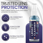 Eyeglass Gel Lens Cleaner Spray Kit - 3 x 2oz Gel Eyeglasses Cleaner Spray Bottle + 2 Microfiber Cloth for Cleaning - Safe for All Lenses (AR Coated Included), Eyeglasses and Screens