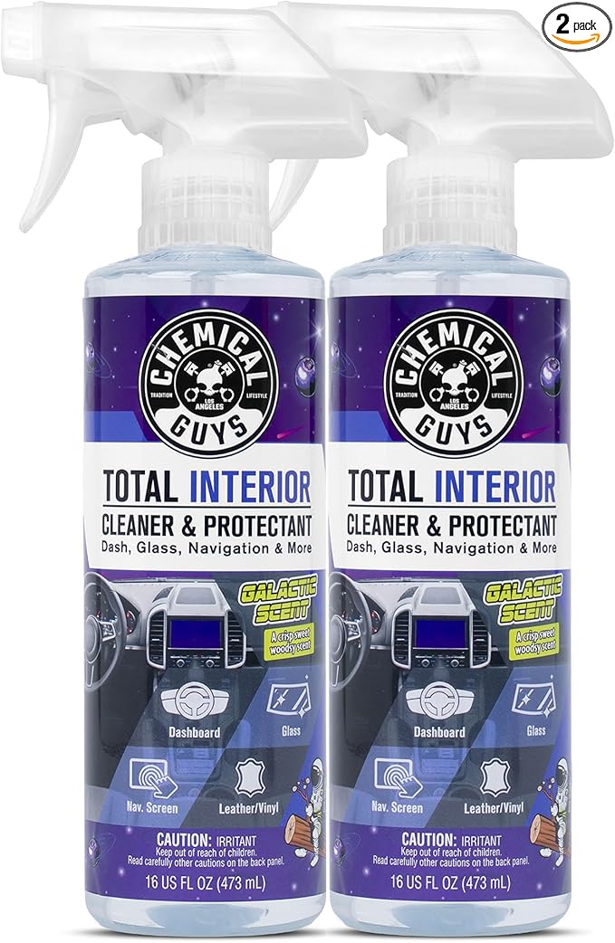 Chemical Guys Total Interior Cleaner & Protectant - 2 Pack (16 oz Each) All-in-One Car Interior Cleaner for Dash, Seats, Carpet, Glass, Vinyl, Leather, and Plastic - Galactic Scent