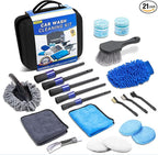 COOGEO 21Pcs Car Detailing Kit,Compelete Car Cleaning Kits Interior Cleaner with Detailing Brushes,Car Wash Kit with Cleaning Gel,Wash Mitt, Car Care Gift for Men
