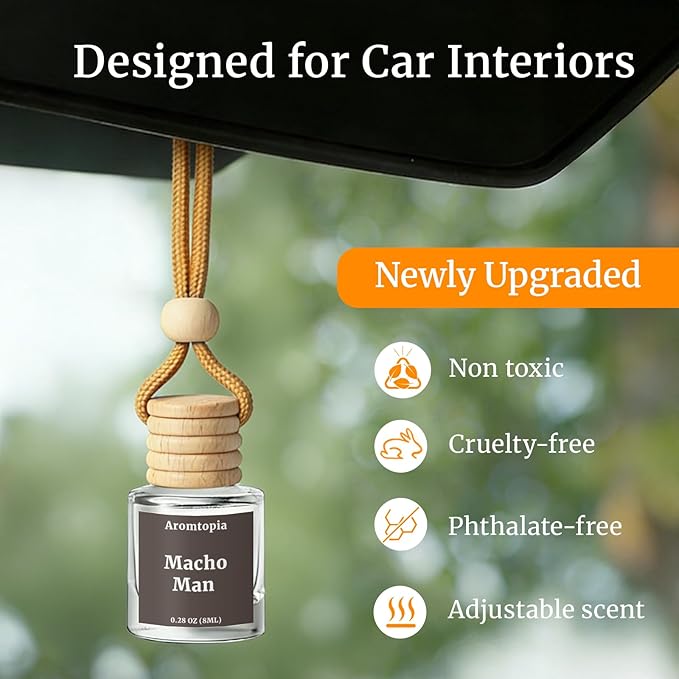 Car Air Freshener Hanging, Aromtopia Car Fragrance Diffusers, Black Rose & Oud Scents, Long-Lasting, Car Odor Eliminator for Women & Men Gift, Cute Car Accessories, Pack of 2