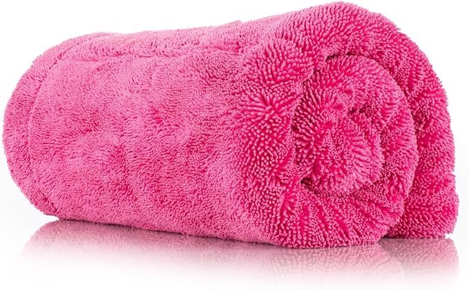 The Rag Company - The Liquid8r M22 Drying Towel - 70/30 Blend, Microfiber, High Absorbency, 20in x 20in - Pink