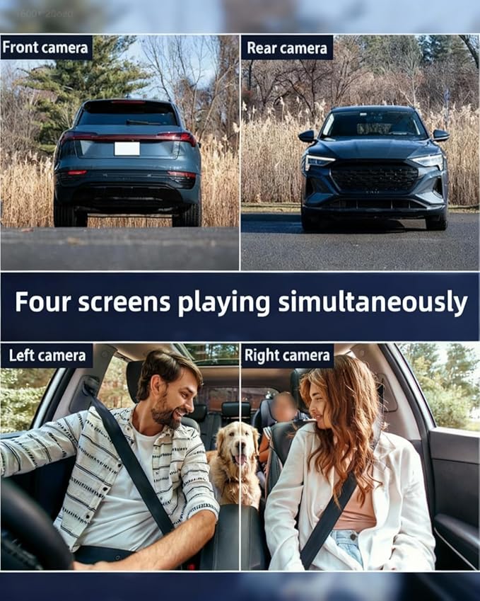 Dash Cam, Dashboard Camera 4 Channel, 360° Full View Car Dashcam System Wireless, Front and Rear Wireless Inside, 1080p HD, Infrared Lamps Night Vision G-Sensor, Car Accessories