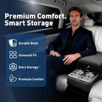 24L Center Console Between Seats for Minivans, SUVs & Trucks, 20"L x 9.65"W x 13.78"H Floor/Bench Seat Organizer with Locking Hidden Storage, Dual Cup Holders & Armrest, No-Drill Installation