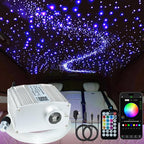 FIREWORK Starlight Headliner Kit, Fiber Optic Lights 10W RGBW Twinkle+Music Sync Effect+APP+Remote, 260pcs 6.5ft/2m 0.03in/0.75mm Fiber Cable for Star Lights for Car/EV & Home Theater Ceiling