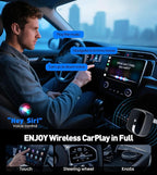 Wireless CarPlay Adapter for iPhone& Android,2-in-1CarPlay Dongle,Upgrade Wired to Wireless CarPlay Adapter,Cars with USB-A & Type-C Extension Cables,Stable Control,Plug and Play (Black)