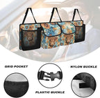 Hippie Floral Highland Cow Trunk Organizer Car Women Large Capacity Car Back Seat Organizer Car Organization with Lid
