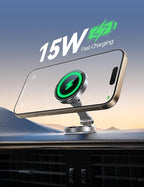JOYROOM for MagSafe Car Mount Charger with Rotatable Charging Panel, Metal Magnetic Phone Holder, Wireless Charger for iPhone 16/15/14/13/12