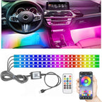 STONEBANKS 5.9FT Car LED Strip Lights, 72LEDs Smart RGB Car Interior Lights with APP & Remote Dual Control, Multicolor Music Sync and Mic Mode 4-in-1 Lines Design LED Lights for Car Decor