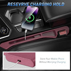 Car Seat Gap Filler 2Pack, Inserts Between Seats Console with Organizer Storage Upgraded Phone Holder Side Seat Gap Fillers Cars Front Seats Fill Plug Car Essentials for Vehicle SUV Truck (Wine Red)