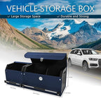 Car Trunk Organizer, Leather Trunk Organizer for SUV with Lid and Sturdy Handle Collapsible Adjustable Storage (Blue, 33 x 11.4 x 12.2in)