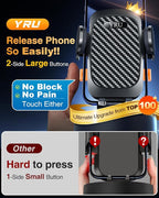YRU True Military-Grade [360° Rotation Suction] 2026 Ultimate Car Phone Holder Mount 【90+LBS Safest Strongest & Patent Certs】 Dash Windshield Vent for iPhone 17 16 Pro Max Speaker Stands, Gloss Black