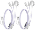 2Pack Multi Charging Cable Cord for Travel Essentials,Apple Watch Charger,iPhone Charger,[3-in-2] Type C/Lightning Cable Portable Designed for iWatch,iPhone 17-8,Galaxy S25-21,AirPods,iPad-1.5M Purple