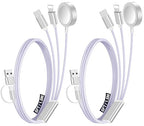 2Pack Multi Charging Cable Cord for Travel Essentials,Apple Watch Charger,iPhone Charger,[3-in-2] Type C/Lightning Cable Portable Designed for iWatch,iPhone 17-8,Galaxy S25-21,AirPods,iPad-1.5M Purple