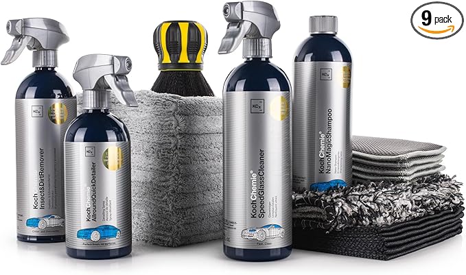 The Rag Company - Bug Scrubber & Exterior Finish Kit - Bug Remover, Nano Car Wash Soap, Quick Detailer, Automotive Glass Cleaner, Wash Mitt, Microfiber Towels & Detail Brush