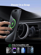 Wireless Car Charger, Qi2 Certified 15W Ultra-Fast car Phone Holder Mount, Air Vent Magnetic Car Mount Charger Compatible with MagSafe for iPhone 17/Air/16/15/14/13/12 Series