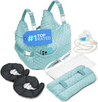 Zomaple Mastectomy Recovery Pillow with Strap, Swirly Gel Pack, Seat Belt Cover & Shower Lan – Post Mastectomy Must Haves, Breast Augmentation/Reduction & Mastectomy Recovery Supplies – Washable Cover
